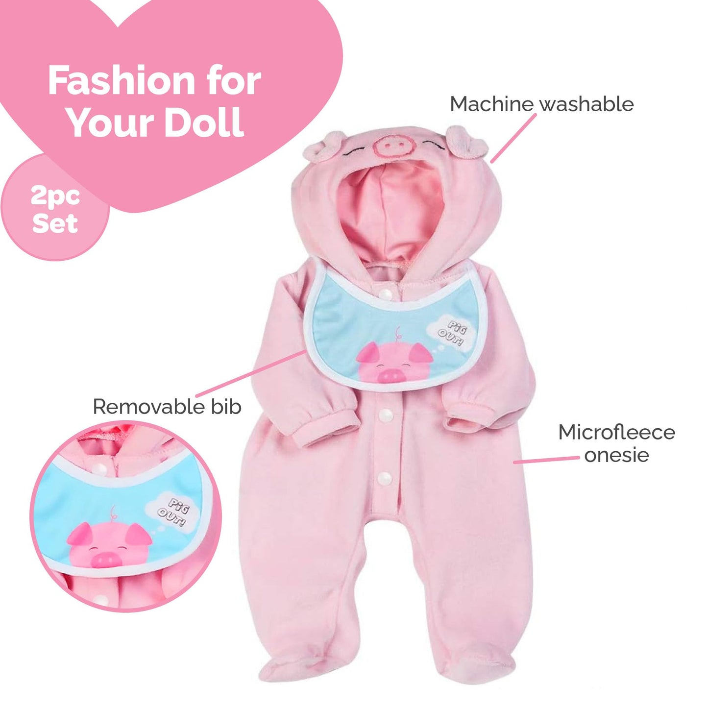 Adora Boy Baby Doll Clothes 16 Inch Accessories Includes Pig-Themed Shirt Striped Pants Matching Cap Fits Dolls 16 Inches for To