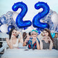 Number 22 Balloon 40 Inch, Laser Blue Big Number Balloon, Giant Mylar 22Nd Balloons Number, Helium Birthday Balloons For Teenage