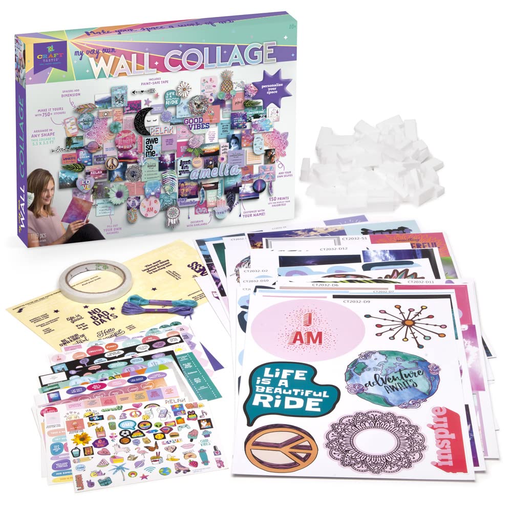 Craft-tastic DIY Wall Collage - Craft Kit - Personalize Your Space with Inspiring Quotes, Pre-cut Designs & Pictures