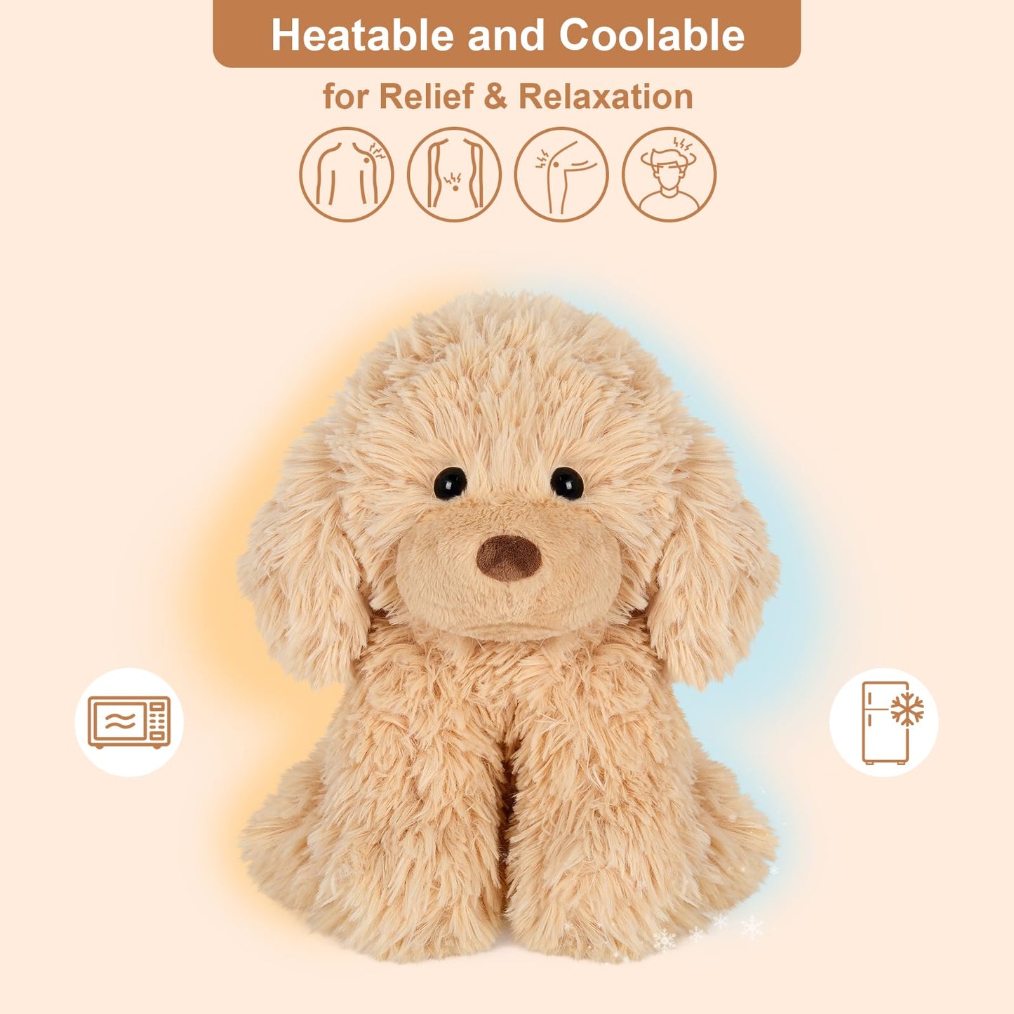 Suzzipals Warmable Golden Retriever Stuffed Animal, Microwavable Stuffed Animal Heating Pads For Cramps And Pain, Lavender Dog S
