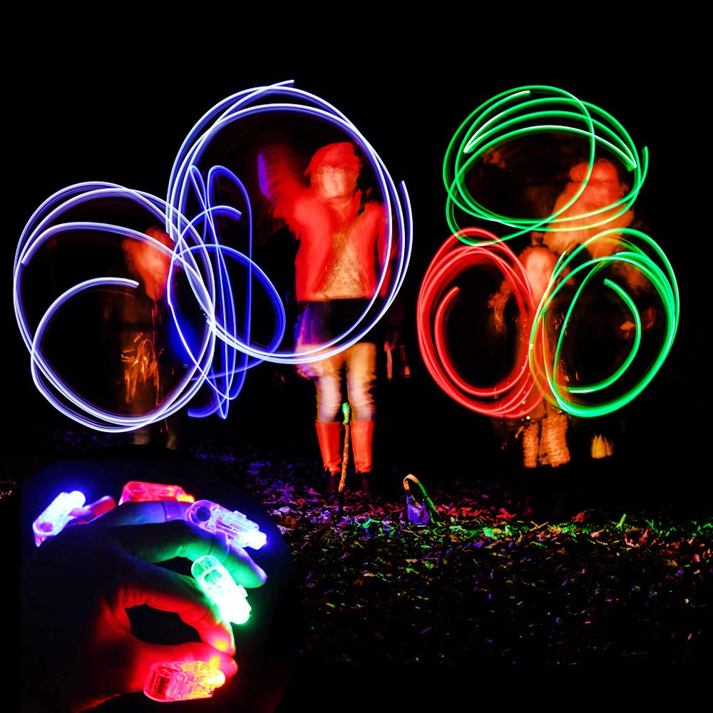 Novelty Place 160Pcs LED Party Finger Lights for Kids with Screw-Secured, LED Finger Flashlight Light Up Finger Ring Toys for Pa