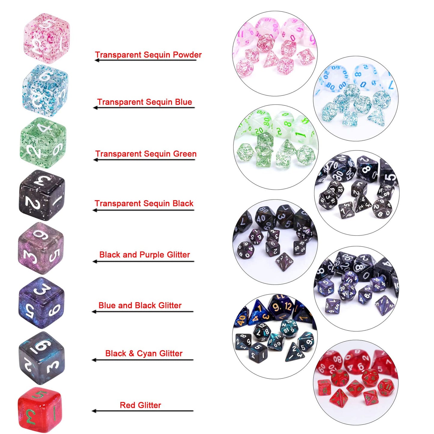 10 Sets Random Assortment Polyhedral RPG Mini Dice (70pcs),Surprise Mystery Mini Dice Set,10mm Mini DND Magic The Gathering Dice