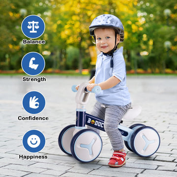 Baby Balance Bike For 1 Year Old Boys Girls, 12-36 Months Riding Toys Toddler Bike With Adjustable Seat, No Pedal Infant 4 Wheel