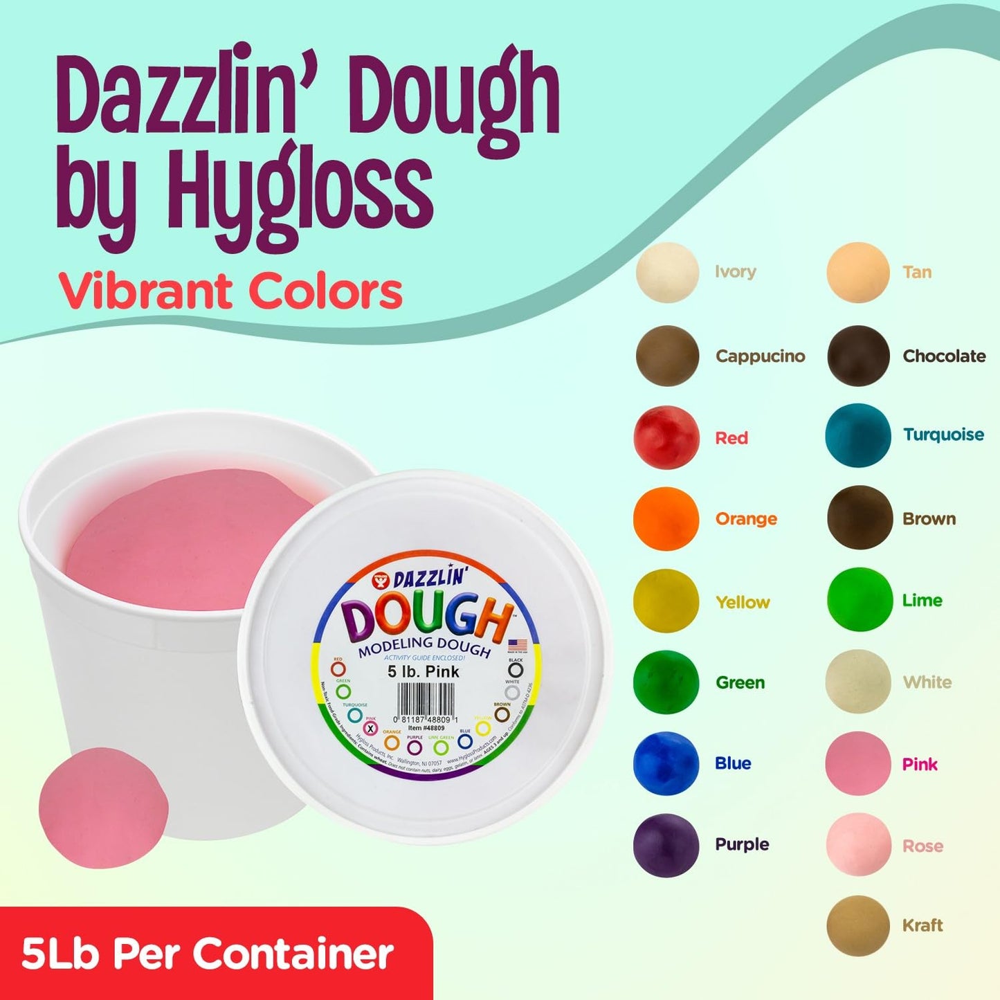 Hygloss Products Dough, Non-Toxic Modelling Compound for Arts & Crafts, Learn, Bulk Pack, 5lb. Pink
