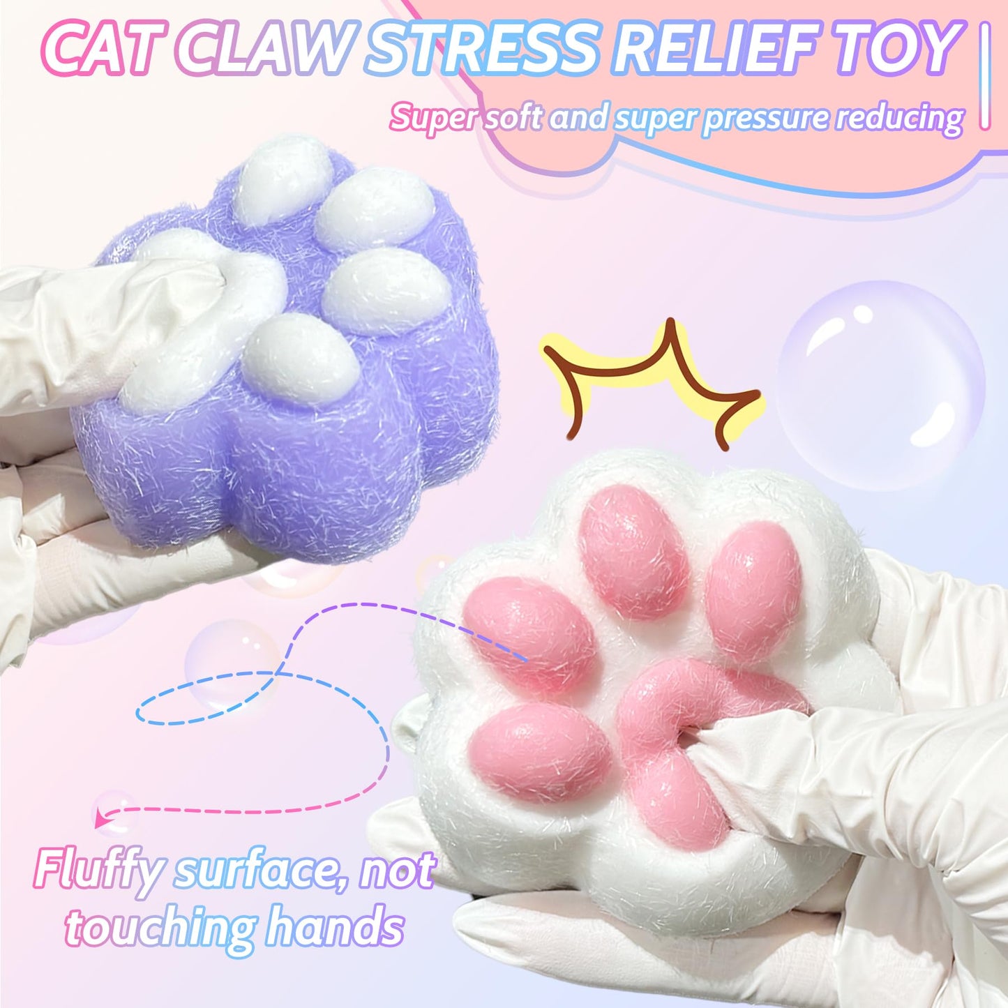 Stress Relief Toy Taba Cat Paw, 4Pcs Squeeze Toy Paw, Cute Sensory Toys, Handmade Soft Silicone Sticky Toys, Bouncy Stress And R