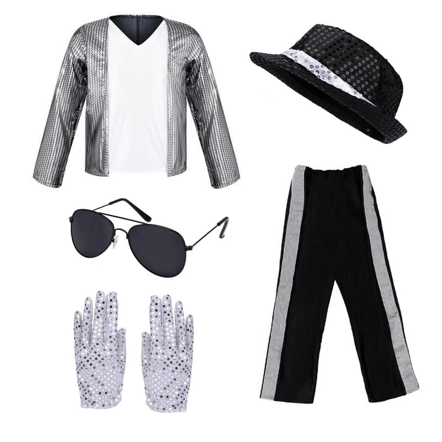 Actlati Dance Star Costume For Kids 80S 90S Pop Stage Halloween Cosplay Costume Set For Boy Hip Hop Role Play Kits 4-9 Years