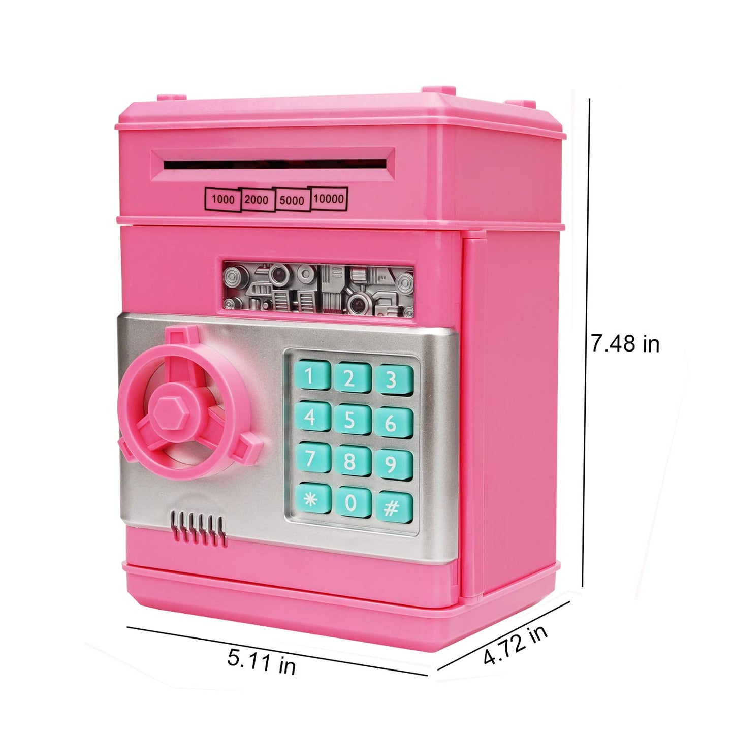 Adevena Electronic Piggy Bank, Mini Atm Password Money Bank Cash Coins Saving Box For Kids, Cartoon Safe Bank Box Perfect Toy Gifts For Boys Girls (Pink)