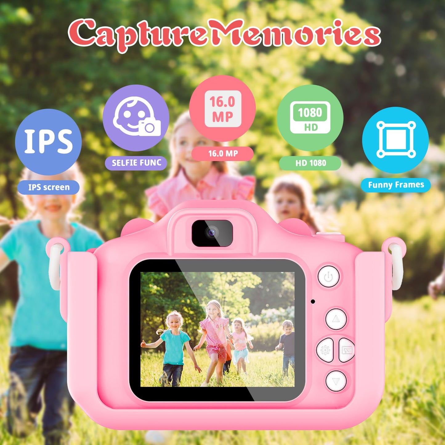 Kids Camera For Boys And Girls, Acixx Digital Camera For Kids Toy Gift, Toddler Camera Christmas Birthday Gifts For Age 3-12 With 32Gb Sd Card, Video Recorder 1080P Ips 2 Inch(Pink)