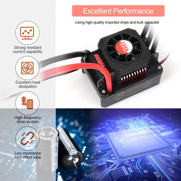 Rc Car 1:10 Scale 3650 5200Kv Brushless Motor & 120A Esc & Programming Card Pi65 Waterproof Motor & Electronic Speed Controller