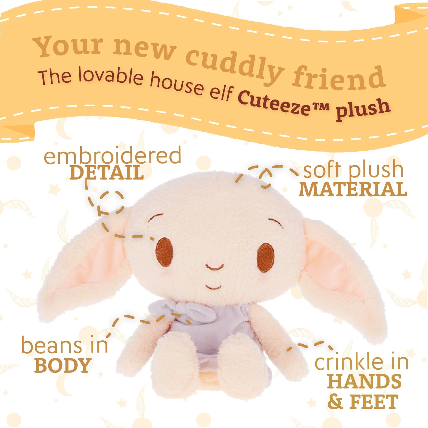 KIDS PREFERRED Dobby The House Elf Plush Toy - Soft Cuddle Stuffed Animal, 12 Inches, Multi-color, Ideal Gift for Baby and Toddler