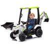 4 In 1 Ride On Excavator, 12V Licensed Jcb Excavator Ride On Toy With Remote Control, Front Loader, Horn And Eva Tires, 4 Transformable Forms Kids Excavator Digger, White