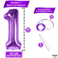 Katchon, Giant Purple 1 Balloon For First Birthday - 40 Inch, Helium Supported | Purple Number 1 Balloon, Purple 1St Birthday Decorations | Purple Number One Balloon, 1St Birthday Decorations Girl