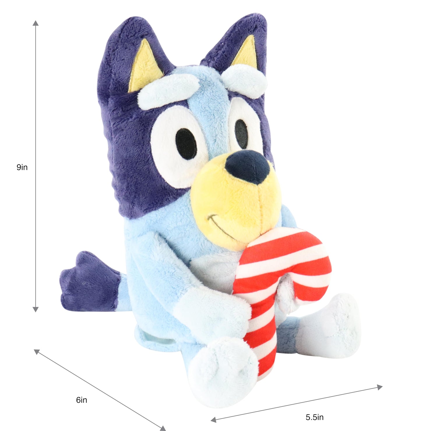 Animal Adventure - Bluey With Candy Cane 9” Holiday Mini Animated Plush - Officially Licensed Collectible Animatronic Plush