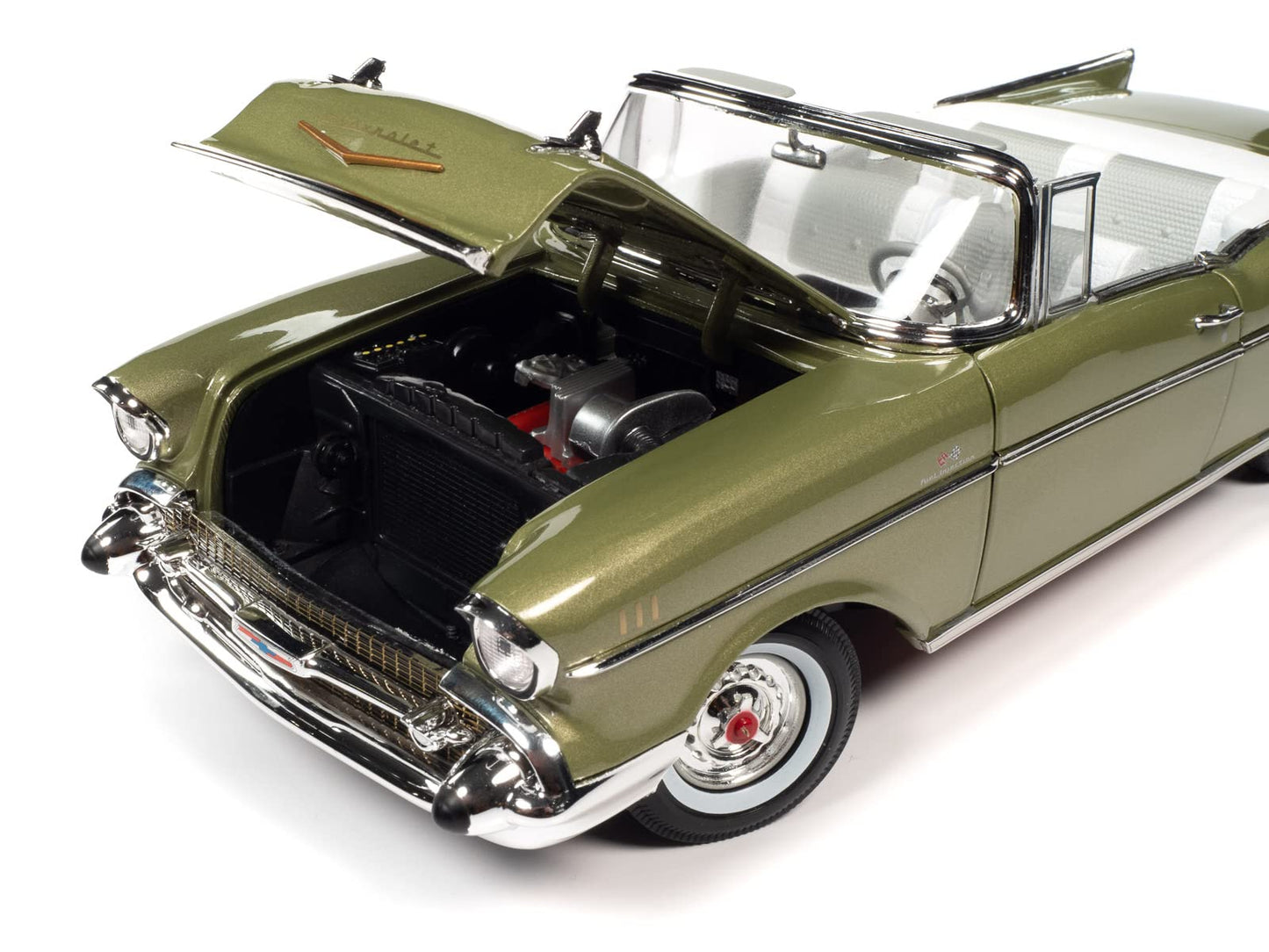 AW AUTO WORLD 1:18 Scale Diecast Model - 1957 Chevrolet Bel Air Convertible, Green, Plastic