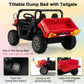 Costzon 24V Ride On Car, 2-Seater Electric Dump Truck W/Remote Control, Dump Bed & Shovel, 4 Spring Suspensions, Kids Utv W/Dual Rpm20000 Motors, Music, Wireless Design, Electric Car For Kids (Red)