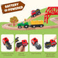 Giant Bean Wooden Farm Train Set - 42PCS Battery Operated Railway Track with Bridge & Animals, 5"x5"x3", Multi Color, Model GA20087