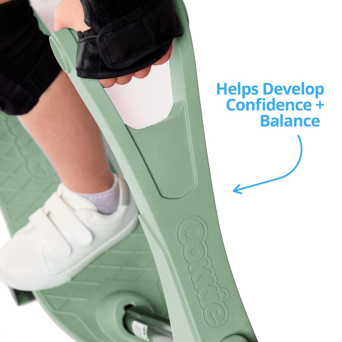 Ookkie Kids Learner Skateboard - 4-in-1 Balance Development, Sage Color, Easy Setup, Perfect Gift Idea