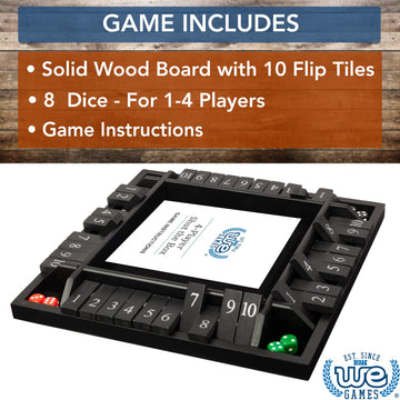 We Games Shut The Box Dice Game, Wooden Board Game For 1-4 Players, 14 Inches