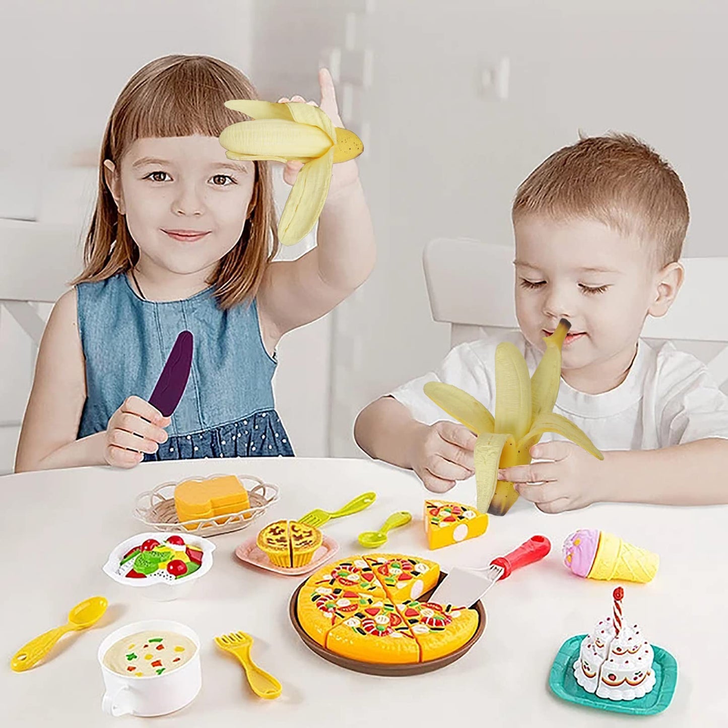 Funnysquee Banana Squishies Stress Relief Soft Scented Simulation Bananas Fruit Squeeze Toys Cute Birthday Gift Novelty Toy For Kids (Yellow Banana)