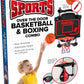 Over-The-Door Basketball & Boxing Combo - 2-In-1 Game Set With Adjustable Hoop & Speed Bag, Scoreboard & Sound Effects - Fun Ind