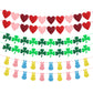 Arosche Valentines Day Decorations Felt Garland 6pcs Pre-Assembled Valentines Day Heart St Patricks Day Shamrock Easter Bunny Ba