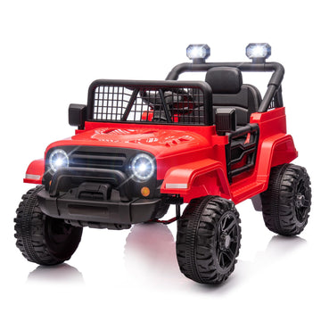 Joymor 12V Kids Ride On Truck With Remote Control, 4 Wheels Battery Powered Kids Car, Electric Play Car With Led Lights/Horn/Remote And Manual Control/3-5 Mph Speed/Gift For Girl Boy (Red)