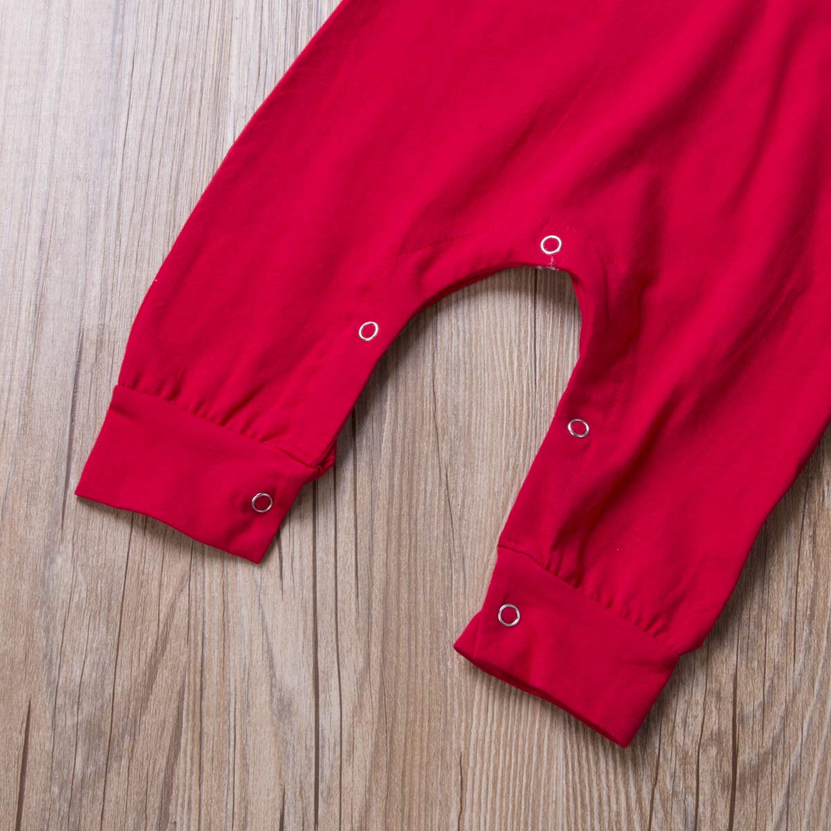 Gureui Newborn Baby Boy Girl Christmas Outfit Elf Costume With Hat Toddler Infant Long Sleeve Romper Onesie (A Red, 6-12 Months)