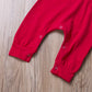 Gureui Newborn Baby Boy Girl Christmas Outfit Elf Costume With Hat Toddler Infant Long Sleeve Romper Onesie (A Red, 0-6 Months)