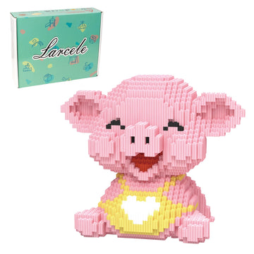 Larcele Micro Pig Building Blocks Pet Mini Building Toy Bricks,2034 Pieces Kljm-02 (Happy Pig)
