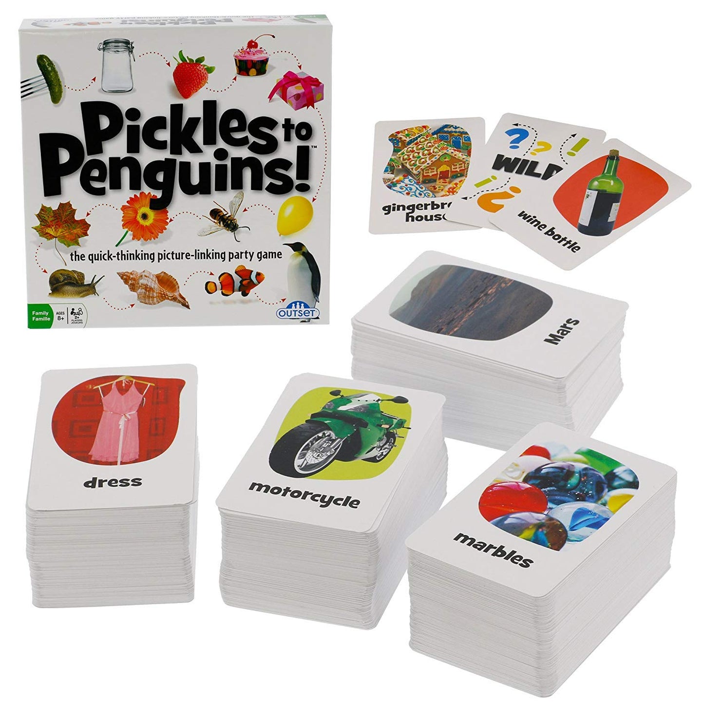 Outset Media - Pickles To Penguins Family Card Game - Quick Thinking, Crazy Picture Connection, Matching Game (Ages 8+)