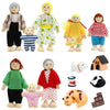 Onest 14 Pieces Wooden Dollhouse Family Set Mini People Figures Sets Dollhouse Dolls Wooden Doll Family Pretend Play Figures Accessories For Pretend Doll House Toy