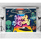 Iiiluyot Funny Ufo Happy Birthday Decorations Backdrop, Outer Space Universe Flying Saucer Scary Alien Ufo Theme Ufo Lovers Birt