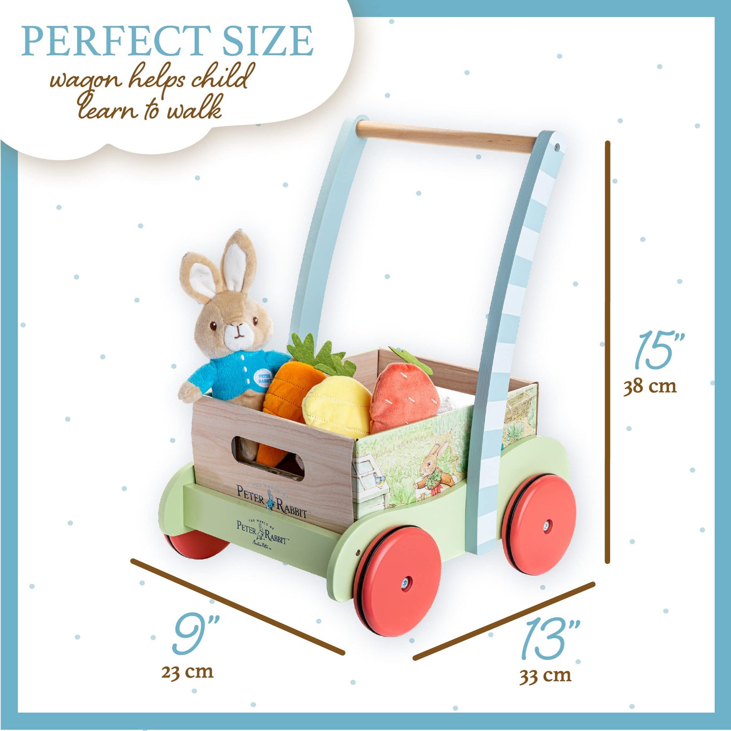 Kids Preferred Beatrix Potter Peter Rabbit Wooden Garden Wagon And Plush Veggie Play Set, (24228)