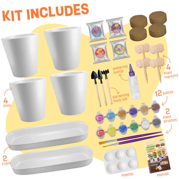 4 Set Paint & Plant Flower Gardening Kit - Gifts For Girls Ages 8-12, Arts And Crafts For Kids Ages 8-12, Kids Gardening Set, Bi