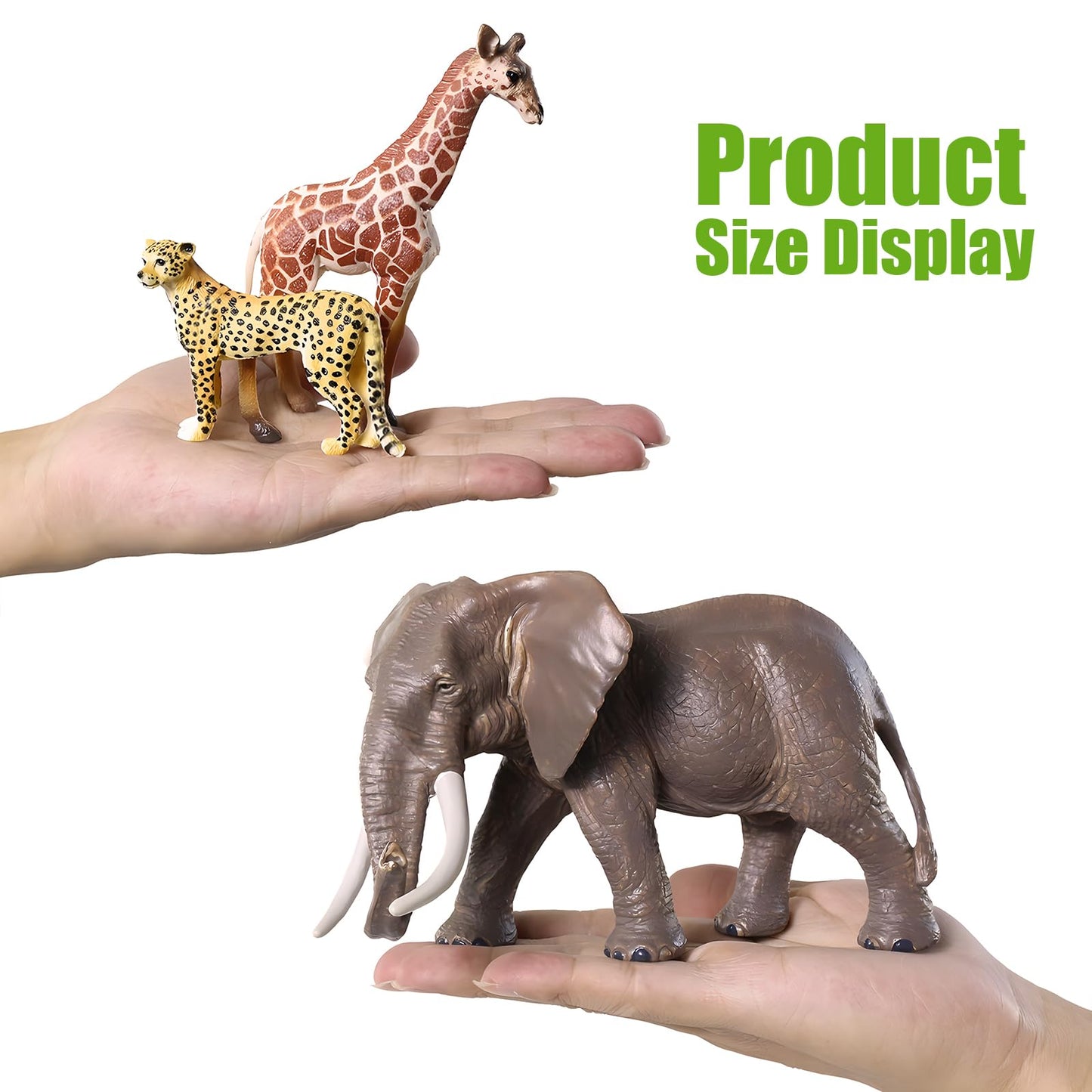 Biwase Safari Zoo Animals Figures Toys For Kids 3-5,Realistic Animal Figurines Playset With Fence For Toddlers, 22 Pcs African W
