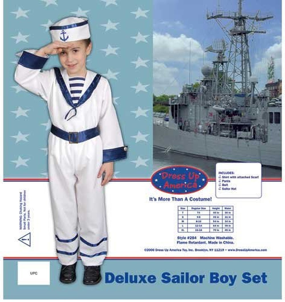 Deluxe Sailor Boy Children'S Costume Set Size: Extra Large