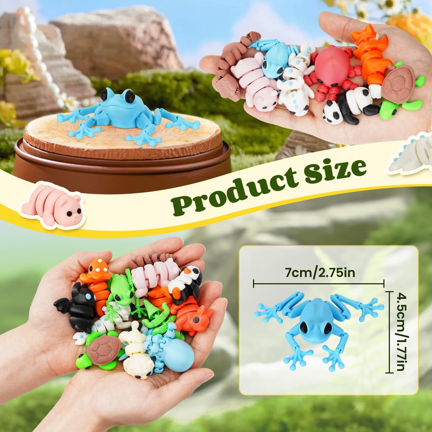 Shuwnd Mini Animals Figures Set,3D Printed Little Animals Articulated Flexible Fidget Toy,Tiny Animals Figurines Exquisite Cute Pet Toy,Miniature Figurines Articulated Flexible Fidget Toy (8Pc)