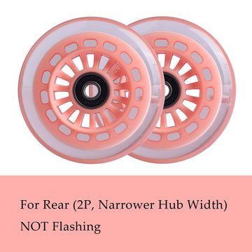 Wiggle Car Polyurethane Replacement Wheels Set (Front,2P Light Up), Swing Car Wheels Pack (Rear,2P Narrower) Upgrade For Ride-On Toys (Orange Pink)