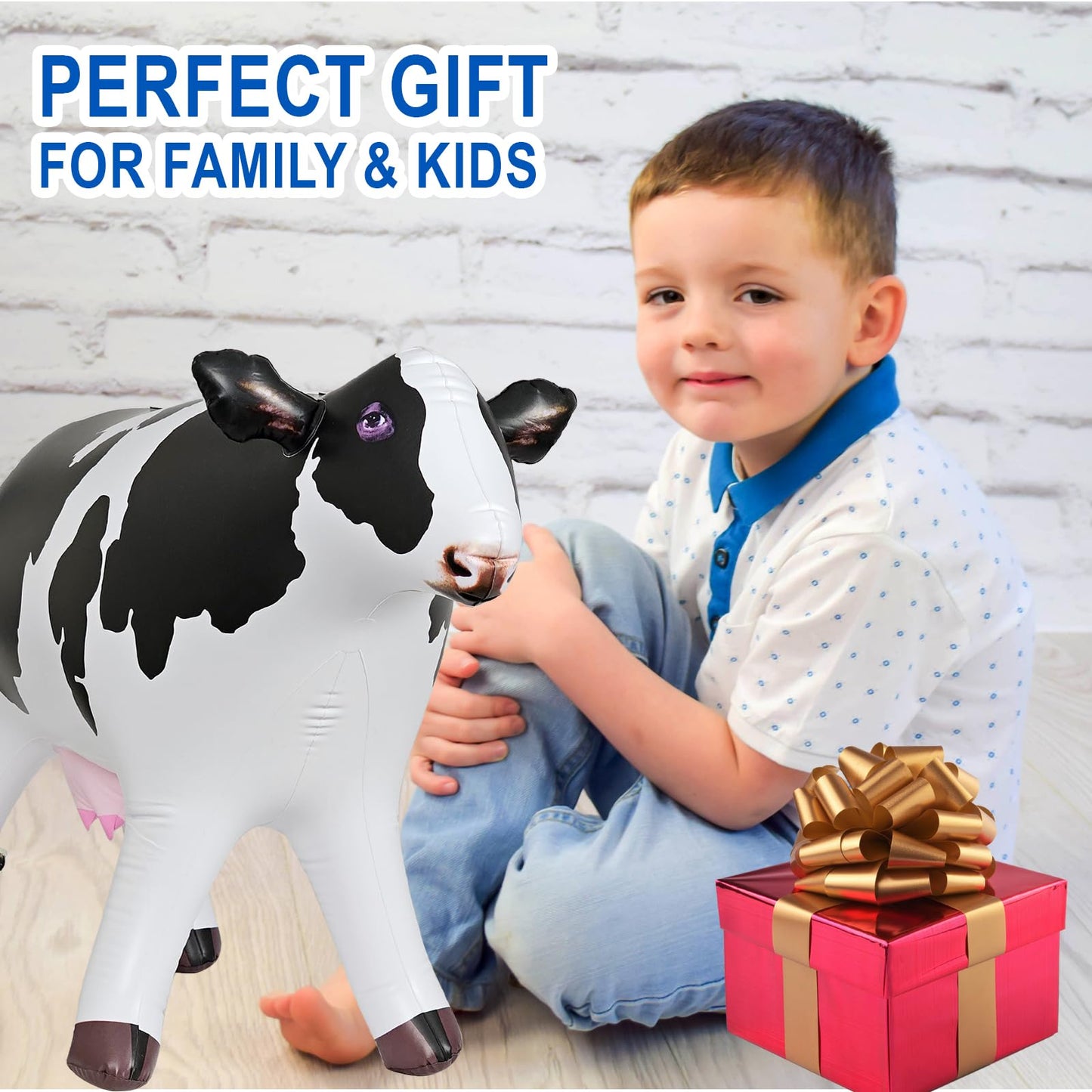 Jet Creations Inflatable Cow Toy, 37" Milk White Phthalate-Free Vinyl, AN-COW, Ideal for Parties, Pool, and Decorations
