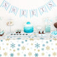 3Pcs Snowflake Plastic Tablecloth Christmas Snowflake Disposable Table Cloth White Blue and Gold Winter Wonderland Table Cover f