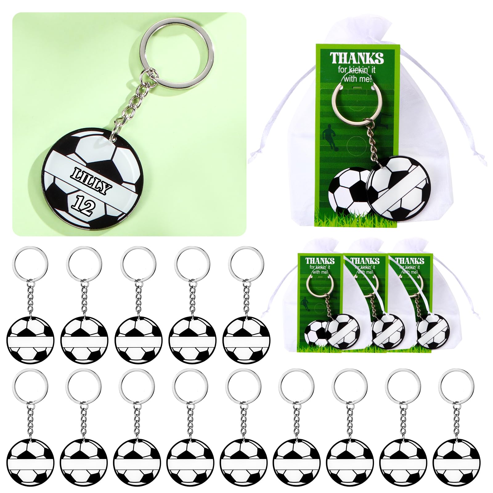 Huquary 30 Sets Sport Keychain Team Party Favors Acrylic DIY Name Keychains Soccer Softball Baseball Keychain Gift for Birthday 