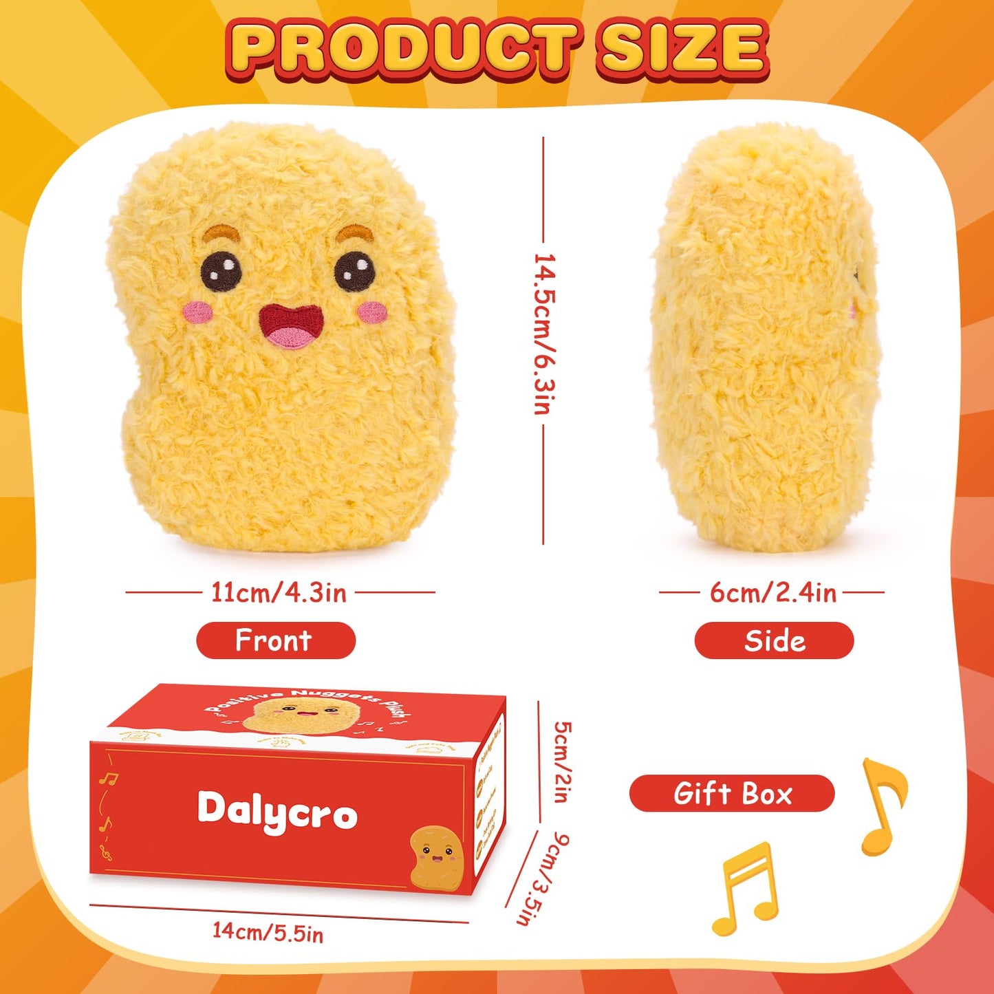 Dalycro Positive Nuggets Plush with Sound, Funny Stuffed Doll Toy for Teens and Women Cute Chicken Plush Gift for Birthdays Hall