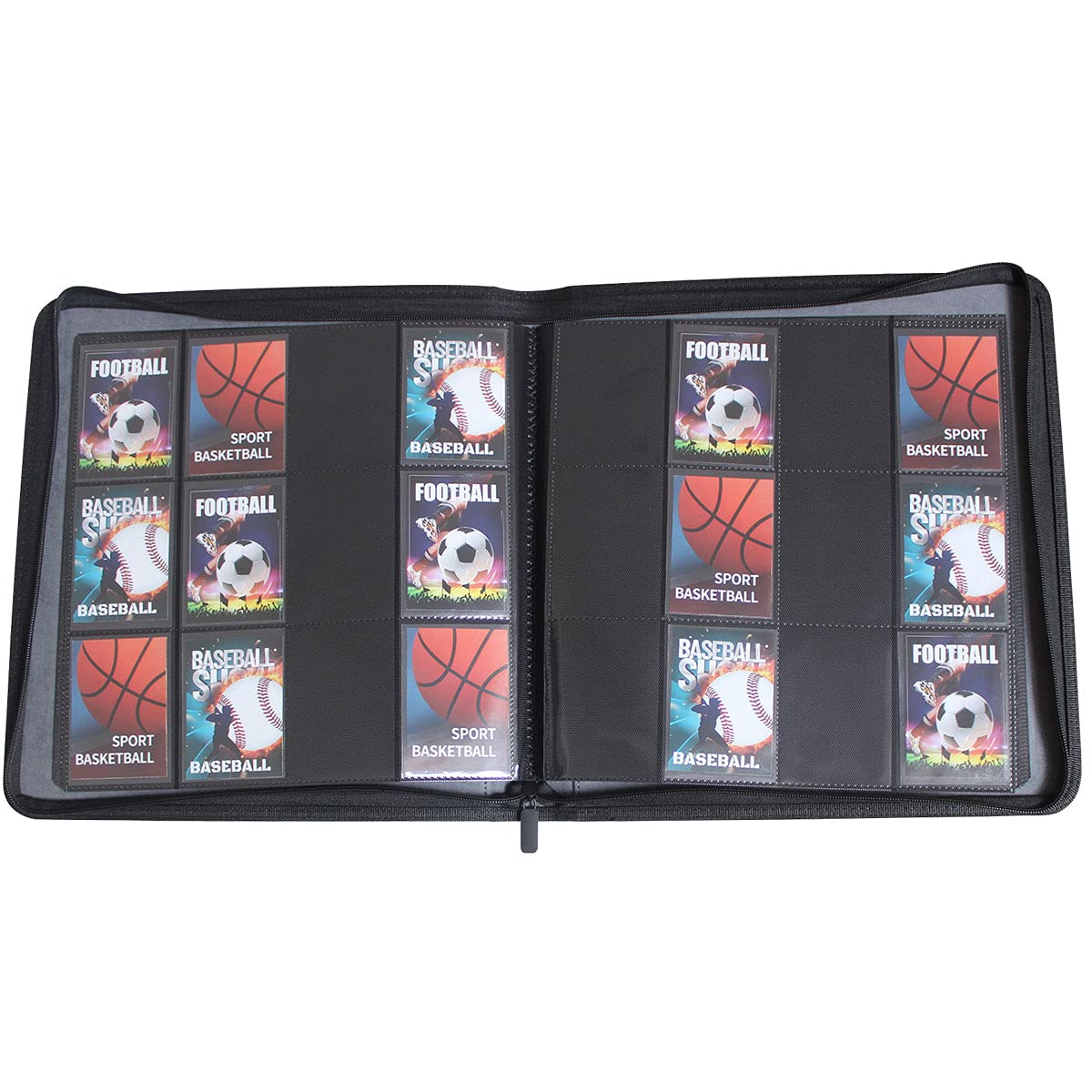 WINTRA 12-Pocket Black Double-Sided Trading Card Album, Side Loading Premium Card Binder, 480 Pockets Binder for Standard Trading and Sports Cards WINTRA 12-Pocket Black Double-Sided Trading Card Album, Side Loading Premium Card Binder, 480 Pockets Binder for Standard Trading and Sports Cards