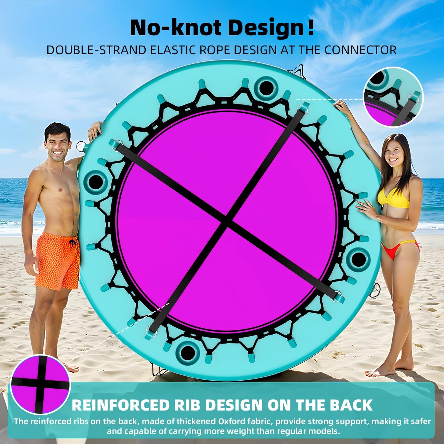 TechSweepPro Inflatable Water Hammock 800LBS Buoyancy 8ft Round Floating Ring Upgraded Materials Heavy Duty Circle Floating Raft