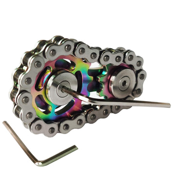 Bitopbi Sprocket Fidgets Chain Stainless Steel Fidget Cube Gears Linkage Bike Chain Novelty Fidget Block Kinetic Desk Toy Metal Edc Focus Meditation Break Bad Habits Adhd (Colorful)