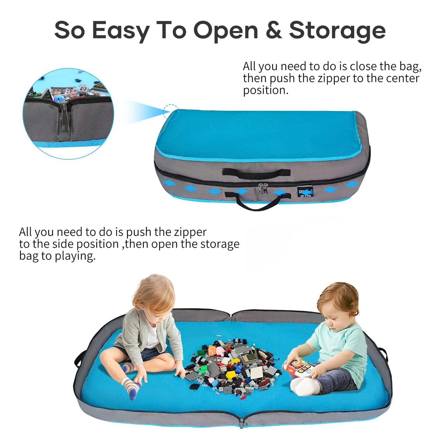 Bbpara - Toy Storage Organizer & Play Mat For Building Bricks & Blocks - Toy Storage Bags Play Mat With Zipper - Easy To Keep Th