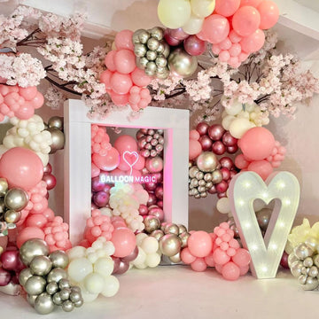 Jobkoo Dusty Pink Balloons, 12 Inch 30 Pcs Vintage Pink Balloon Boho Dusty Rose Latex Balloons Matte Retro Blush Mauve Pink Heli