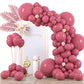 Voircoloria 130Pcs Retro Hot Pink Balloons Different Sizes 18'' 12'' 10'' 5'' Blush Hot Pink Latex Balloon Garland Arch Kit For