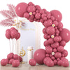 Voircoloria 130Pcs Retro Hot Pink Balloons Different Sizes 18'' 12'' 10'' 5'' Blush Hot Pink Latex Balloon Garland Arch Kit For