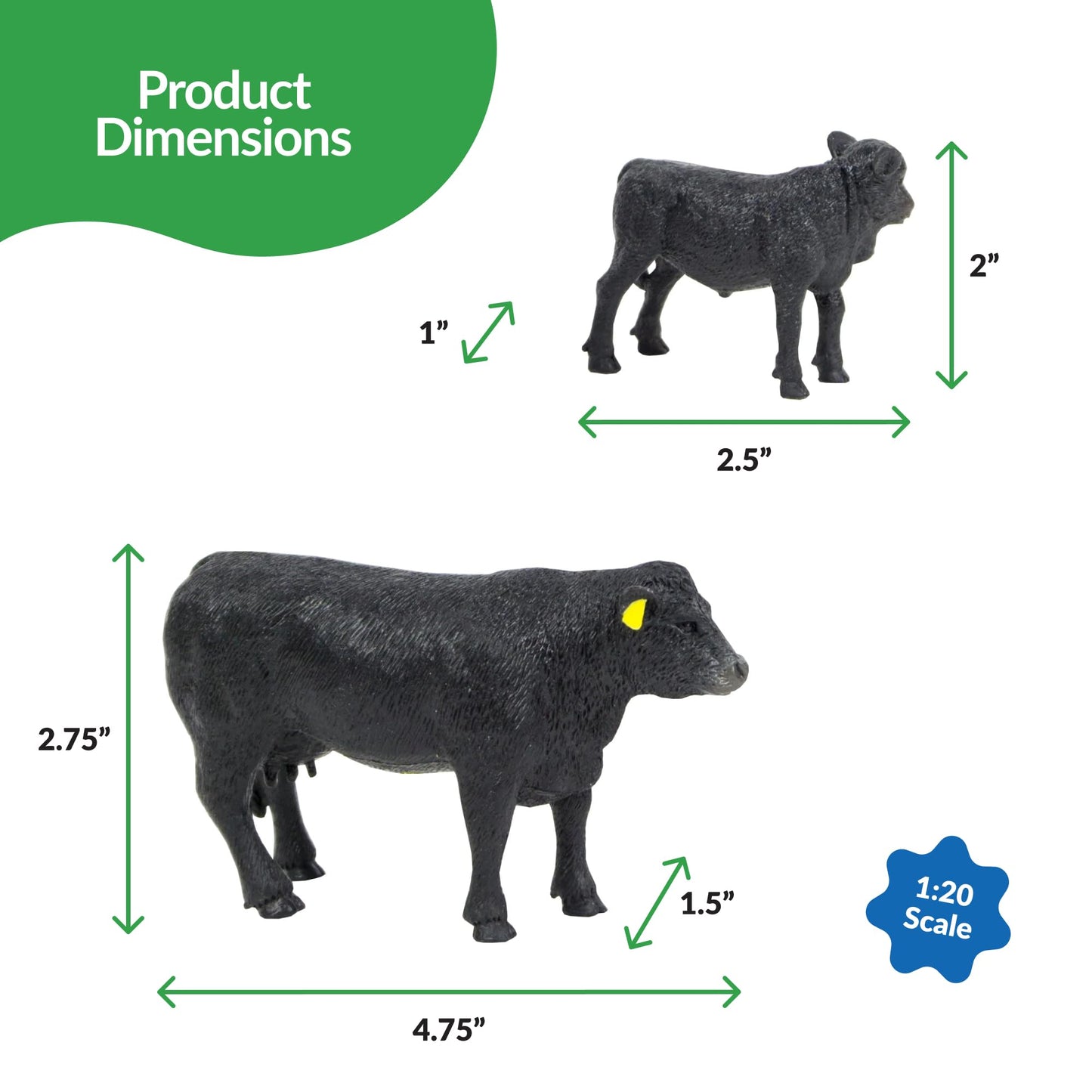 Big Country Toys Angus Cow & Calf - 1:20 Scale - Hand Painted - Farm Toys - Farm Animals